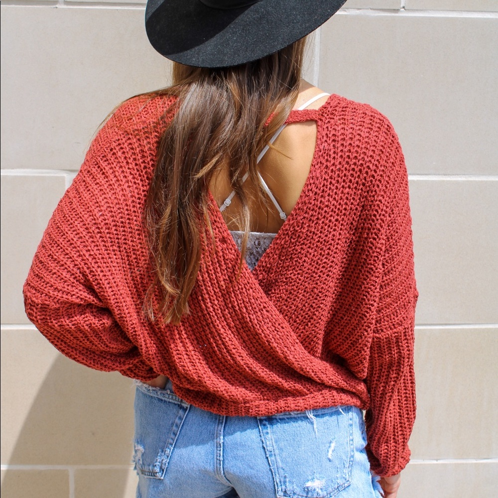 She + Sky wrap front sweater open back NEVER WORN